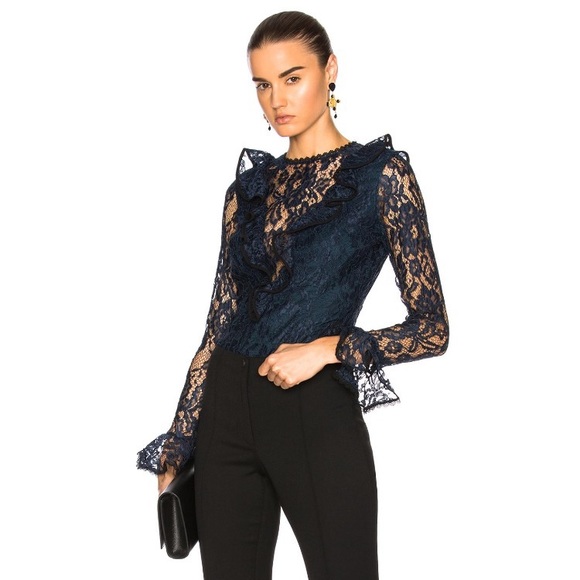 Alexis Navy Pollie Lace Bodysuit - Picture 2 of 9